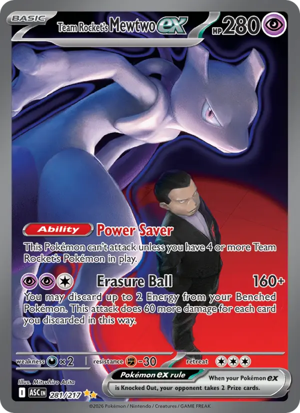 Team Rocket's Mewtwo ex — Pokémon card