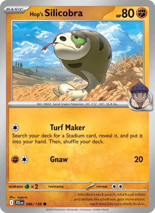 Hop's Silicobra — Pokémon card